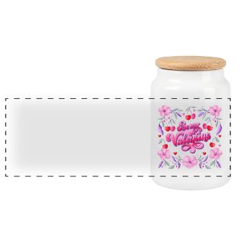 Be My Valentine - Panoramic Cookie Jar with Wooden Lid - white - Front