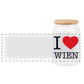 I LOVE VIENNA - Panoramic Cookie Jar with Wooden Lid - white - Front