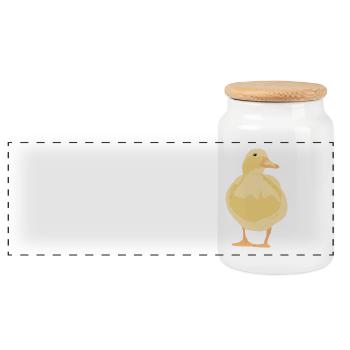 yellow duck - Panoramic Cookie Jar with Wooden Lid - white - Front