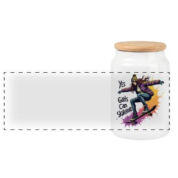, les filles peuvent patiner - Skating Girls - Boîte à biscuits avec couvercle en bois - blanc - Devant