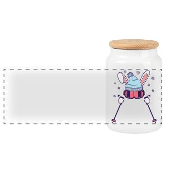 Easter Ski Rabbit Funny Winter Sports Gift - Panoramic Cookie Jar with Wooden Lid - white - Front