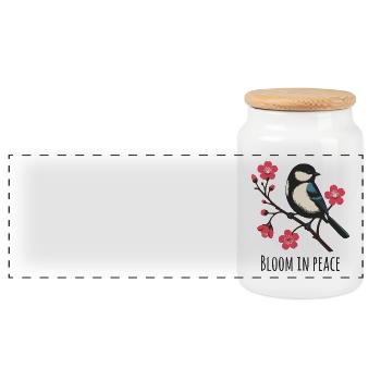 Bloom in Peace - Panoramic Cookie Jar with Wooden Lid - white - Front