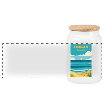 Løkken - Panoramic Cookie Jar with Wooden Lid - white - Front