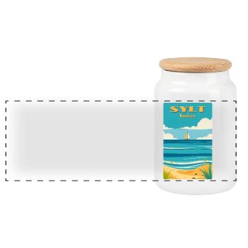 Sylt North Sea - Panoramic Cookie Jar with Wooden Lid - white - Front