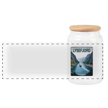 LyseFjord - Panoramic Cookie Jar with Wooden Lid - white - Front