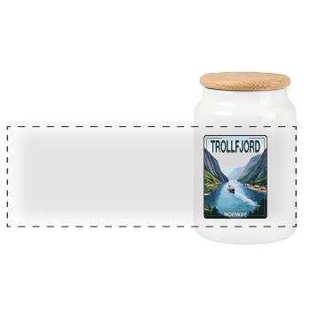 Trollfjord - Panoramic Cookie Jar with Wooden Lid - white - Front