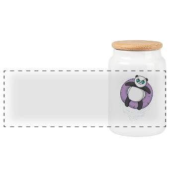 Panda beim Chillen - Panorama Keksdose mit Holzdeckel - Weiß - Vorne