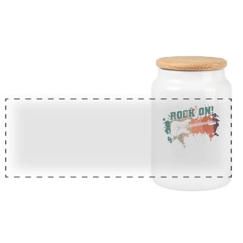 Rock on Music Style Genre Guitar Rock Band - Panoramic Cookie Jar with Wooden Lid - white - Front