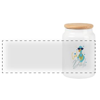 cool dodo funny comic style - Panoramic Cookie Jar with Wooden Lid - white - Front