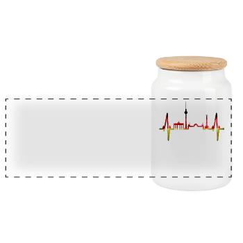 Berlin Heartbeat Berlin Skyline Gift Fan - Boîte à biscuits avec couvercle en bois - blanc - Devant