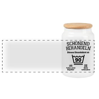 Schonend Behandeln 90. Geburtstag Einzelstück 90 - Panorama Keksdose mit Holzdeckel - Weiß - Vorne