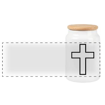 Black Cross / Cross In Black / Gift - Panoramic Cookie Jar with Wooden Lid - white - Front