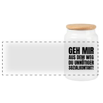 Go Me Out Of The Way You Unnecessary Social Contact - Panoramic Cookie Jar with Wooden Lid - white - Front