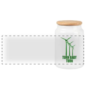 Wind wheel Turn Baby Turn Wind Power Electricity Renewable - Panoramic Cookie Jar with Wooden Lid - white - Front