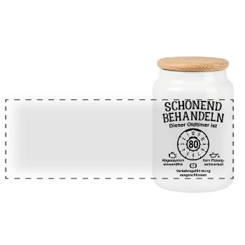Oldtimer Ist 80 Schonend Behandeln 80. Geburtstag - Panorama Keksdose mit Holzdeckel - Weiß - Vorne