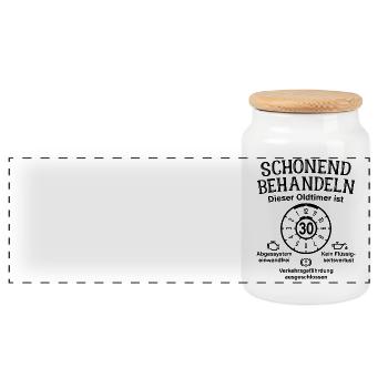 Oldtimer Ist 30 Schonend Behandeln 30. Geburtstag - Panorama Keksdose mit Holzdeckel - Weiß - Vorne