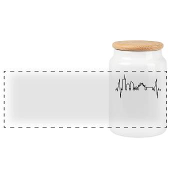 Milan Skyline Italy Heartbeat Fan Love Milano - Panoramic Cookie Jar with Wooden Lid - white - Front