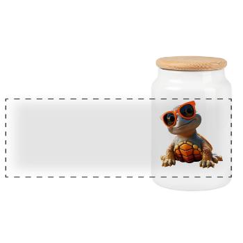 Turtle Reptile Fans Love Cute Turtles - Panoramic Cookie Jar with Wooden Lid - white - Front