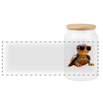 Turtle Reptile Fans Love Cute Turtles - Panoramic Cookie Jar with Wooden Lid - white - Front