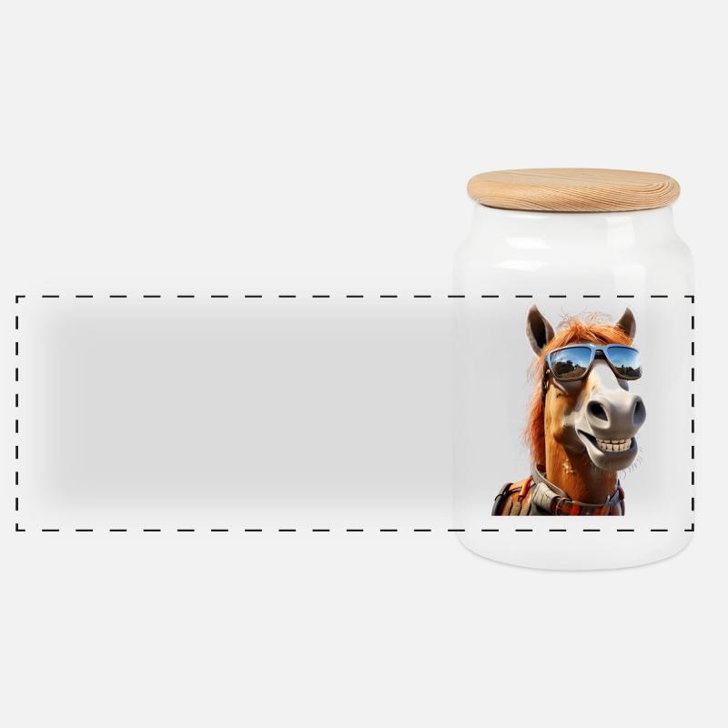 Pferd Pferdemädchen Reiterin Pony Stall Pferde - Panorama Keksdose mit Holzdeckel - Weiß