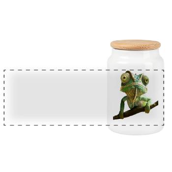 Chamäleon Echse Reptil Leguan Eidechse Chamäleons - Panorama Keksdose mit Holzdeckel - Weiß - Vorne