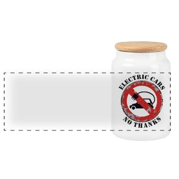 Electric Cars No Thanks Energy Statement - Panoramic Cookie Jar with Wooden Lid - white - Front