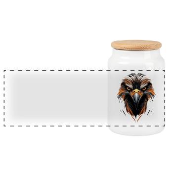 Vulture Bird of Prey Vulture Vulture Cute Vulture - Panoramic Cookie Jar with Wooden Lid - white - Front