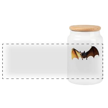 Bat Flying Fox Vampire Bat Cute Fledemice - Panoramic Cookie Jar with Wooden Lid - white - Front