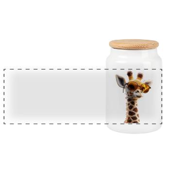 Giraffe Africa Love Safari Wilderness Cute Giraffes - Panoramic Cookie Jar with Wooden Lid - white - Front