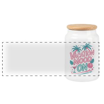 Vacation Mood On Summer Festival Travel Club Vacation - Panoramic Cookie Jar with Wooden Lid - white - Front
