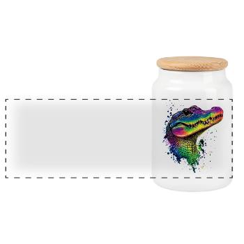 Krokodil Alligator Reptilien Kroko Liebe Krokodile - Panorama Keksdose mit Holzdeckel - Weiß - Vorne