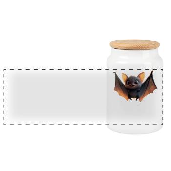 Fledermaus Flughund Vampir Bat Süße Fledemäuse - Panorama Keksdose mit Holzdeckel - Weiß - Vorne