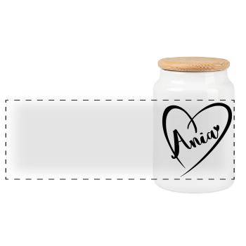 Ania nom prénom dans le cadre du coeur - Boîte à biscuits avec couvercle en bois - blanc - Devant