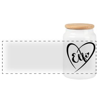 Nom de famille elfi prénom dans le cadre du coeur - Boîte à biscuits avec couvercle en bois - blanc - Devant