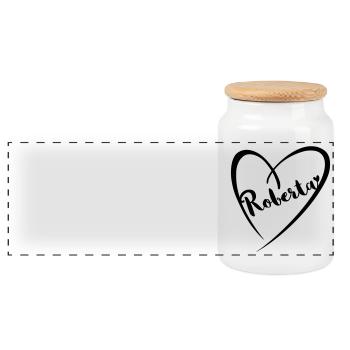 Roberta surname first name in heart frame - Panoramic Cookie Jar with Wooden Lid - white - Front