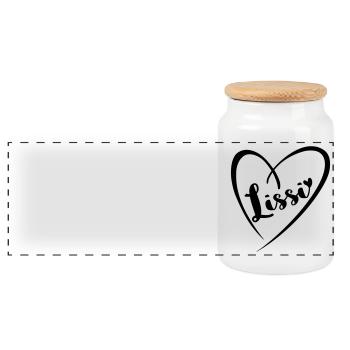 Lissi nom prénom dans le cadre du coeur - Boîte à biscuits avec couvercle en bois - blanc - Devant