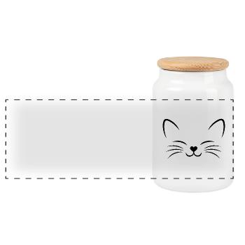 Happy Cat - Panoramic Cookie Jar with Wooden Lid - white - Front