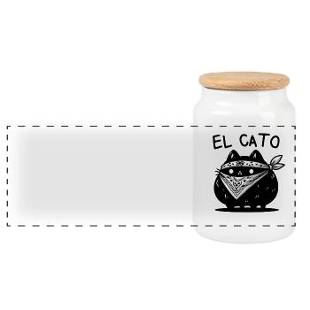 El Cato Bandana Cat – Charme criminel mignon - Boîte à biscuits avec couvercle en bois - blanc - Devant