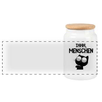 Ihhh, Menschen! Misanthropie zum Anziehen - Panorama Keksdose mit Holzdeckel - Weiß - Vorne