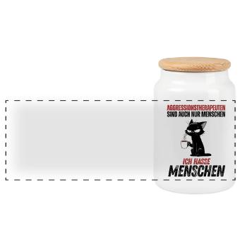 Aggressionstherapeuten – Ich hasse Menschen - Panorama Keksdose mit Holzdeckel - Weiß - Vorne