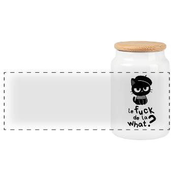 Le Fuck de la what - Schwarze französische Katze - Panorama Keksdose mit Holzdeckel - Weiß - Vorne