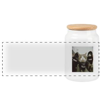 gangster chats rue style drôle Selfie motif - Boîte à biscuits avec couvercle en bois - blanc - Devant
