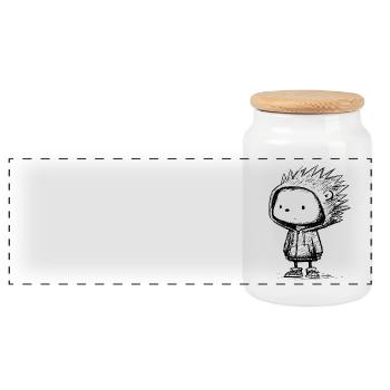 Kawaii Igel Cartoon Hoodie Skizze – süß & lustig - Panorama Keksdose mit Holzdeckel - Weiß - Vorne