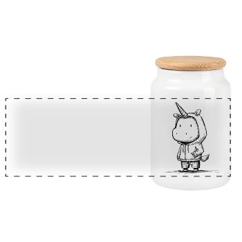 Croquis de dessin animé de licorne kawaii – Mignon et magique - Boîte à biscuits avec couvercle en bois - blanc - Devant
