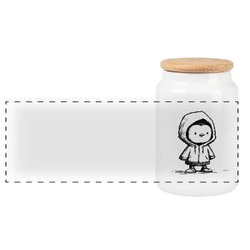 Kawaii Pinguin Hoodie Skizze – süßes Motiv - Panorama Keksdose mit Holzdeckel - Weiß - Vorne