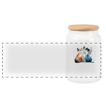 Pastellige Katzen Aquarell Kunst für Feline-Fans - Panorama Keksdose mit Holzdeckel - Weiß - Vorne