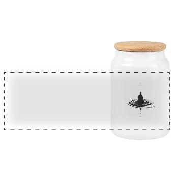 Japanese Meditation – Zen Calm in the Water - Panoramic Cookie Jar with Wooden Lid - white - Front