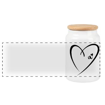 Lettre minuscule Un Coeur - Boîte à biscuits avec couvercle en bois - blanc - Devant