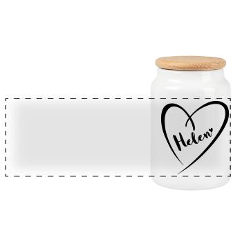 Hélène nom prénom dans le cadre du cœur - Boîte à biscuits avec couvercle en bois - blanc - Devant