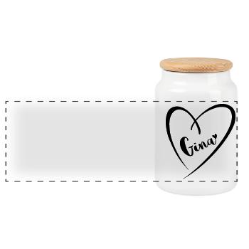 Gina nom prénom dans le cadre du coeur - Boîte à biscuits avec couvercle en bois - blanc - Devant